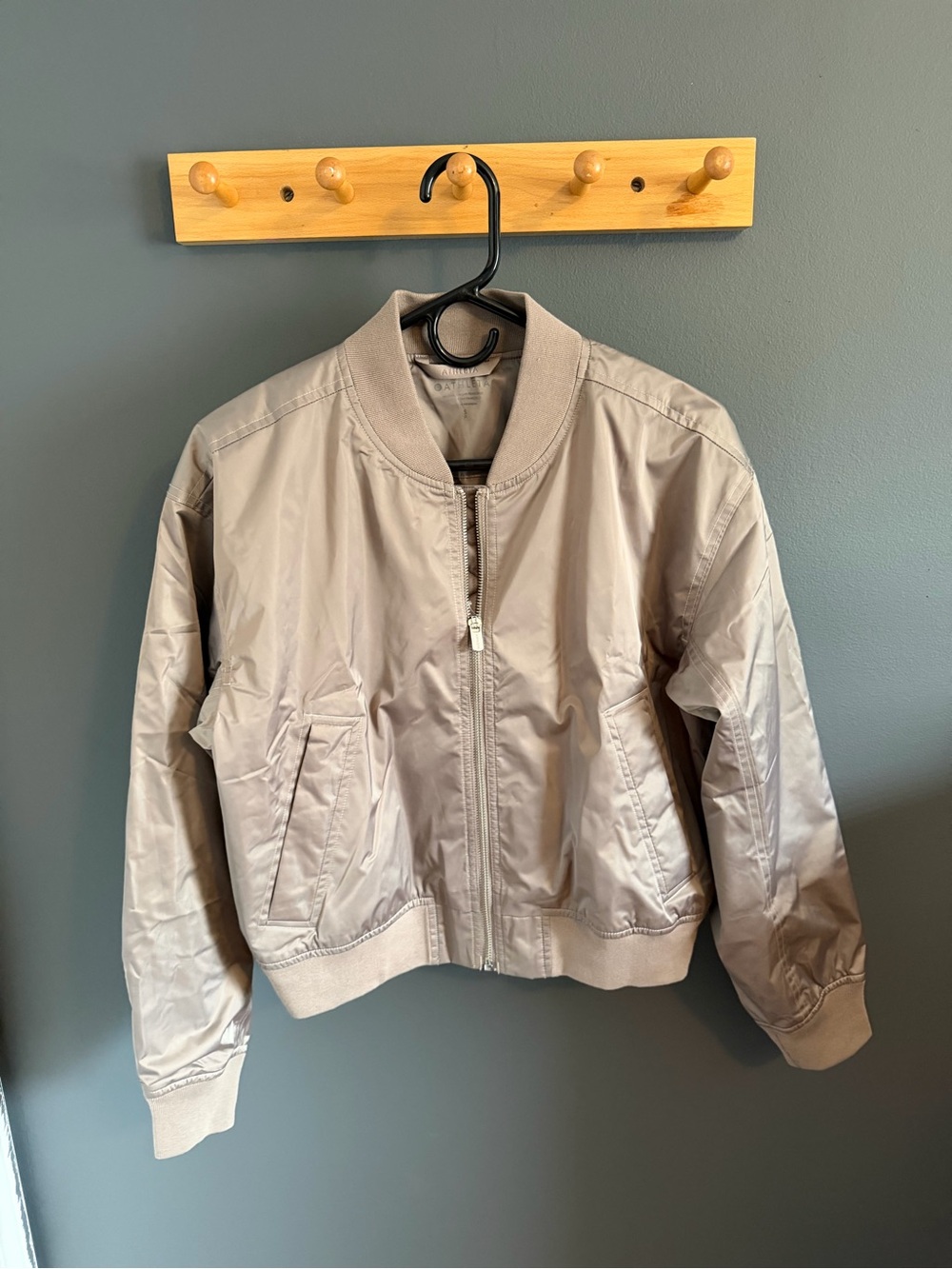 Athleta Women’s Lightweight Flex Bomber Jacket in Taupe